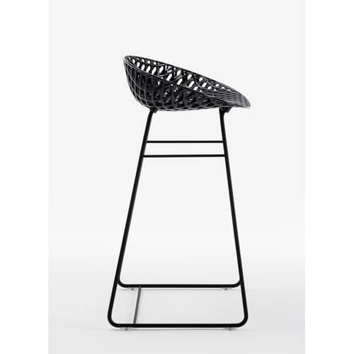 Sgabello alto Smatrik materiale plastico nero / Indoor - H 65 cm - Kartell - Nero / Piede nero - Acciaio laccato, policarbonato