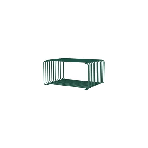 Panton Wire Single Half Shelf metal green / 34.8 x H 17.2 x D 25.7 cm - Verner Panton, 1971 - MONTANA - Pine 136 - Lacquered stainless steel wire