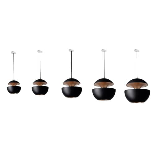 Suspension Here Comes The Sun métal noir / Ø 25 cm - Réédition 1970 - DCW éditions - Noir / intérieur cuivre - Aluminium, Textile