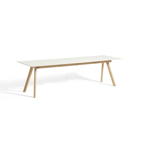 Table à rallonge CPH 30 / L 200 à 400 x larg. 90 cm - Stratifié - Hay - Stratifié : blanc / Piètement chêne - Chêne massif, Contreplaqué, Stratifié