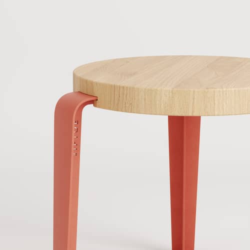 Tabouret enfant Mini Lou / H 30 cm - TIPTOE - Chêne / Pieds Rose Flamant - Acier thermolaqué, Chêne massif éco-certifié