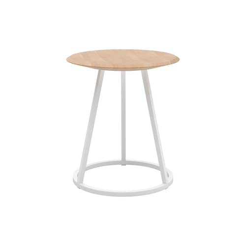 Tabouret Gustave métal blanc - Hartô - Blanc / Frêne naturel - Frêne massif, Métal laqué