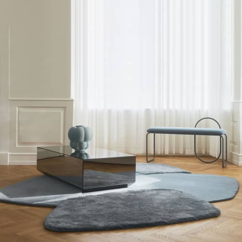 Teppich Mola textil blau / 195 x 140 cm - AYTM - Blau-grau - Schurwolle, Viskose