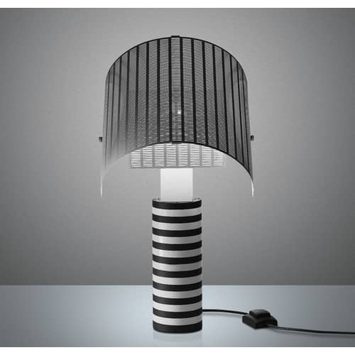 Tischleuchte Masters\' Pieces - Shogun metall weiß schwarz / 1986 - Artemide - Schwarz & weiß - Metall