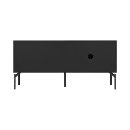 Met Mini Television table wood black / W 116 x H 55 cm - NOO.MA - Volcano Black - Melamine, Steel, Textured glass