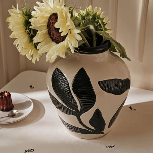 Vase Herbert keramik schwarz / Ø 25 x H 30 cm - BROSTE COPENHAGEN - H 30 cm / Schwarz - Keramik