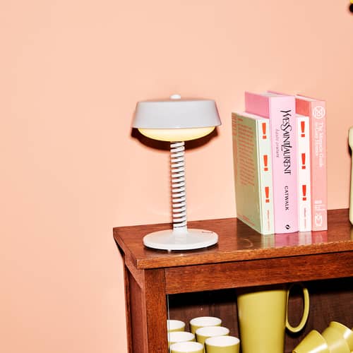 Bellboy Wireless rechargeable outdoor lamp metal grey beige beige metal / Ø 18 x H 30 cm - Fatboy - Desert - Aluminium, Polypropylene, Steel