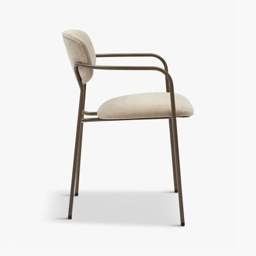 Sedia da pranzo imbottita Aya tessuto beige / Impilabili, set da 2 - NV GALLERY - Beige / Rame antiquato - Espanso, Ferro, Tessuto