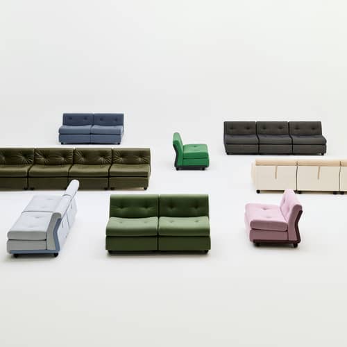 Canapé modulable Amanta / 4 places - L 317 cm / Réédition 1966, Mario Bellini - Hay - Vert (tissu) - ABS recyclé, Mousse, Tissu