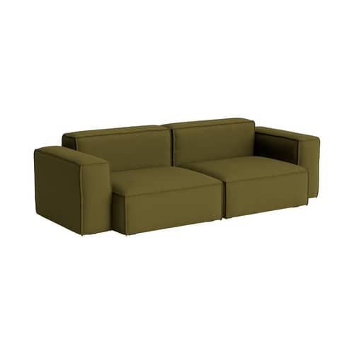 Canapé droit Mags Soft Low Armrest n°1 vert / 2,5 places - L 238 cm - Hay - Vert (tissu Steelcut 985) - Contreplaqué, Mousse polyuréthane HR, Tissu