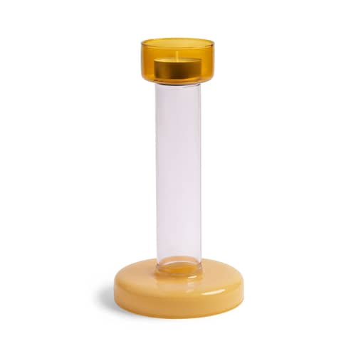 Bole Medium Candle stick glass orange / Ø 11 x H 21 cm - & klevering - Amber / Yellow - Borosilicated glass