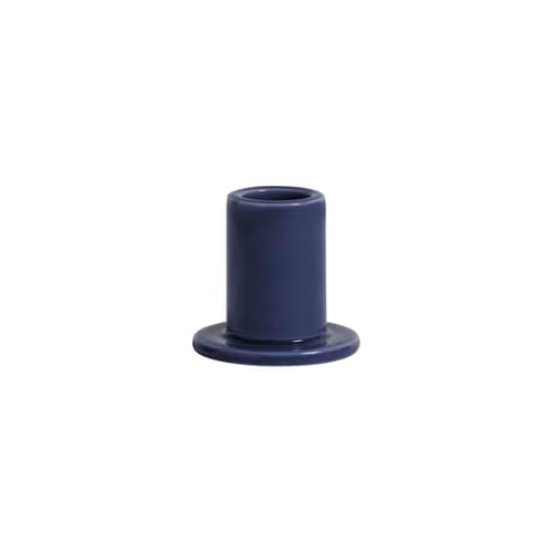 Tube Small Candle stick ceramic blue / H 5 cm - Ceramic - Hay - Midnight blue - Earthenware
