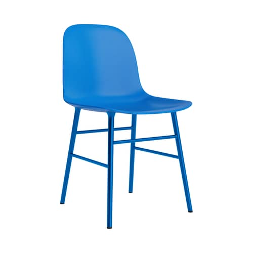 Chaise Form plastique bleu / Pieds métal - Normann Copenhagen - Bleu éclatant - Acier laqué, Polypropylène