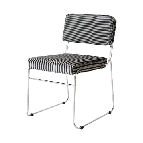 Chaise rembourrée Endless - HK LIVING - Rayé noir & beige (tissu Striped) - Acier chromé, Mousse, Tissu polyester