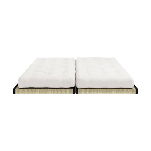 Divano convertibile Chico tessuto bianco / Modulare - L 200 cm - KARUP DESIGN - Naturale 701 - Espanso, Fibre riciclate miste, Giunco intrecciato, Paglia di riso, Tessuto