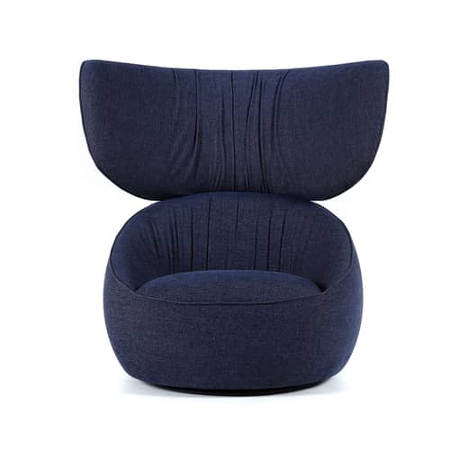 Fauteuil rembourré Hana tissu bleu / Dossier haut - Velours - Avant-première - Moooi - Bleu - Velours Kvadrat