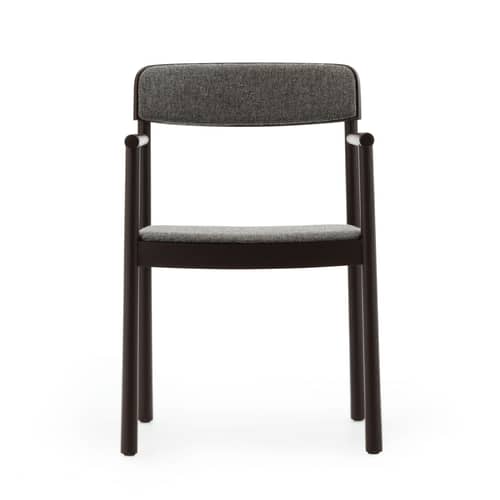 Fauteuil rembourré Timb tissu gris - Normann Copenhagen - Tissu marron (Hallingdal 368) / Frêne marron - Contreplaqué de frêne, Frêne massif, Mousse, Tissu