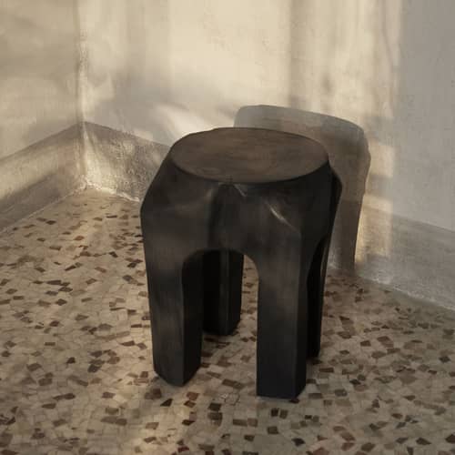 Hocker Root holz schwarz / Handgeschnitzte Teakholzwurzel - Ferm Living - Schwarz - Teakholz