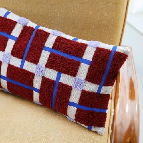 Housse de coussin Plano / 50 x 30 cm - Broderie en relief - & klevering - 50 x 30 cm / Brique -  Plumes, Coton