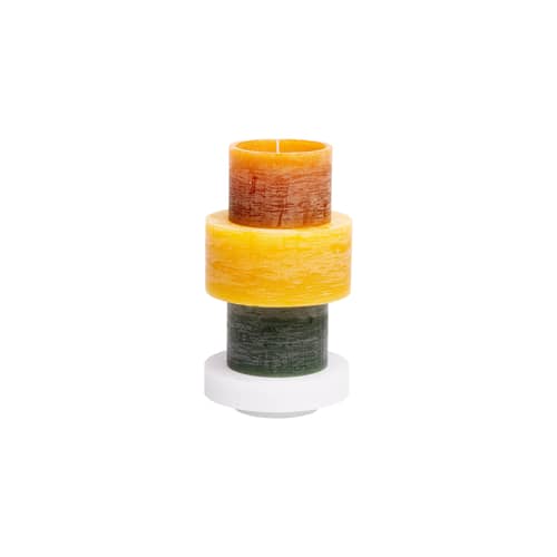 Kerze Candl Stack 04 wachs bunt / 4 stapelbare Module - Verbrennung 110 Stunden - STAN EDITIONS - Grün & Gelbgrün - Paraffin