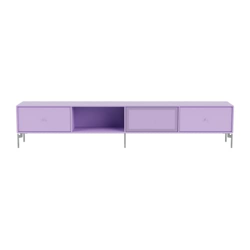 Meuble TV Octave VII bois violet / Avec pieds - L 183,6 x P 30 x H 36,6 cm - MONTANA - Iris 164 - Acier, Acier perforé, MDF laqué