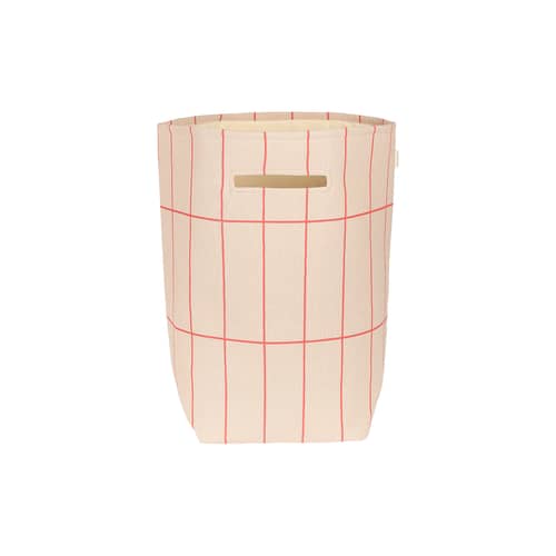 Panier Vibes tissu rose / H 56 cm - NOBODINOZ - Rose & rouge / Grille - Coton biologique, Polyester