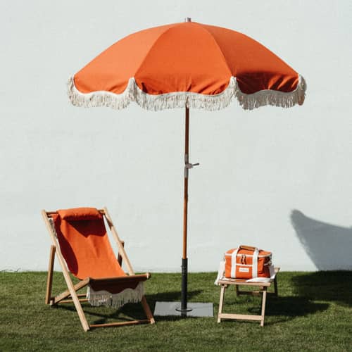 Pied de parasol The Classic métal noir / 25 Kg - Pour mât de 2,5 à 5,08 cm / Seconde vie - BUSINESS & PLEASURE - Noir Vintage - Acier carbone