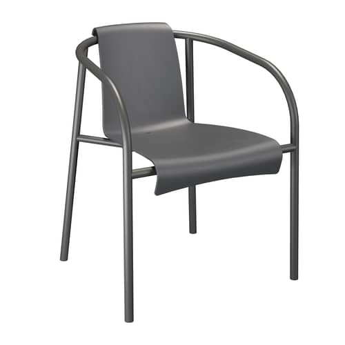 Poltrona impilabile Nami materiale plastico grigio / Plastica riciclata - Houe - Grigio scuro - Acciaio, Plastica riciclata