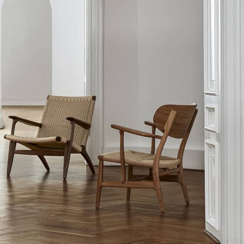 Poltrona lounge CH22 legno naturale / Hans J. Wegner, 1950 - Corda di carta - CARL HANSEN & SON - Noce oliato / Corda naturale - , Compensato di noce oliato, Noce massello oliato