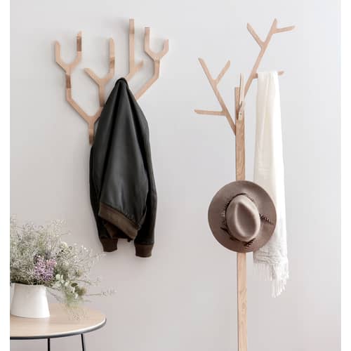 Portemanteau sur pied Ambroise bois naturel / H 158 cm - Chêne - Hartô - Chêne naturel - Chêne massif