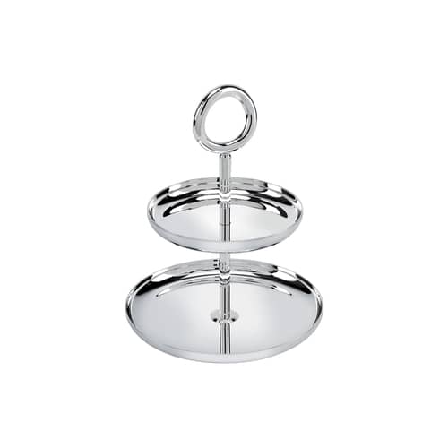 Vertigo Presentation dish metal / 2-tier pastry stand - Andrée Putman, 2002 - Christofle - Silver metal - Silvery metal