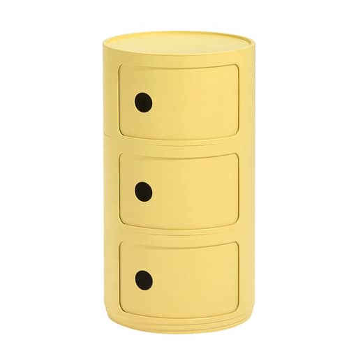 Rangement Componibili Bio plastique jaune (1968) / 3 tiroirs - Matériau naturel & biodégradable - Kartell - Jaune - Bioplastique Bio-On