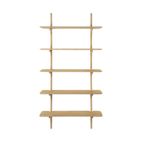 Scaffale PI legno naturale / 5 ripiani - Rovere massello / L 100 x H 196 cm - Ethnicraft - Rovere oliato - Massello di quercia oliato