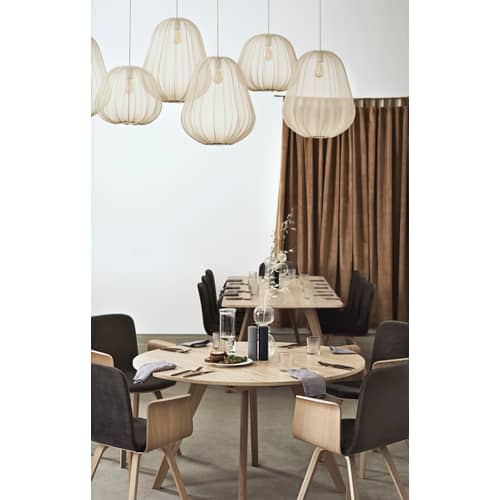Sospensione Balloon Small tessuto grigio / Tessuto/reticolato traslucido - Ø 47 x H 40 cm - Bolia - Avorio - Metallo, Tessuto elastico