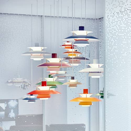 Sospensione PH 5 Pastels metallo grigio / Ø 50 cm - Poul Henningsen, 1958 - Louis Poulsen - Grigio ostrica monocromatico - Alluminio laccato