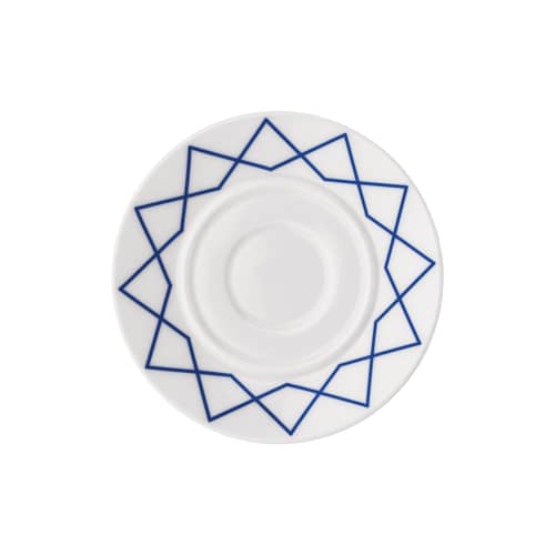 Set de 4 soucoupes / Pour tasse à café ou à thé La Bella Tavola - Alessi - Motif bleu - Porcelaine fine