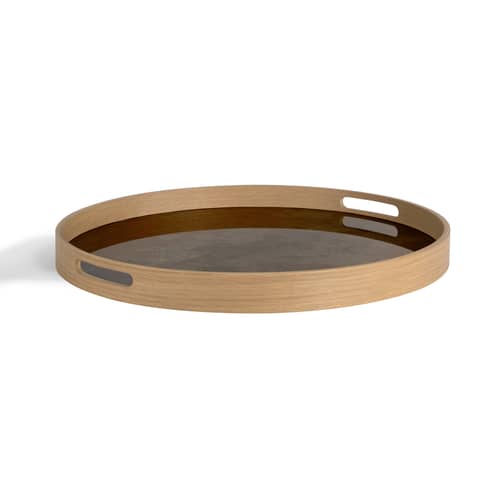 Organic Tray wood orange / Ø 48 cm - Ethnicraft - Organic / Bronze & Oak - Glass, Oak veneer