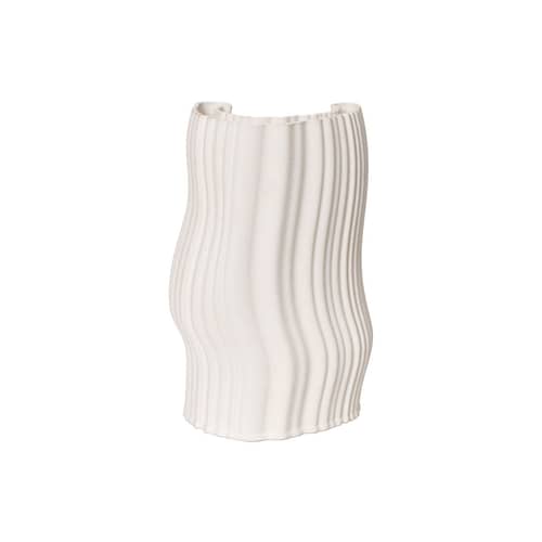 Vase Moire céramique blanc / L 19 x H 30 cm - Ferm Living - Blanc cassé - Grès