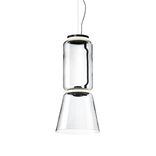 Suspension Noctambule Cône n°1 verre transparent / LED - Ø 36 x H 82 cm / Seconde vie - Flos - H 82 cm / Transparent - Acier, Fonte d\'aluminium, Verre soufflé