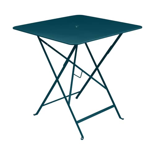 Table pliante Bistro / 71 x 71 cm - Trou pour parasol - Fermob - Bleu Acapulco - Acier laqué