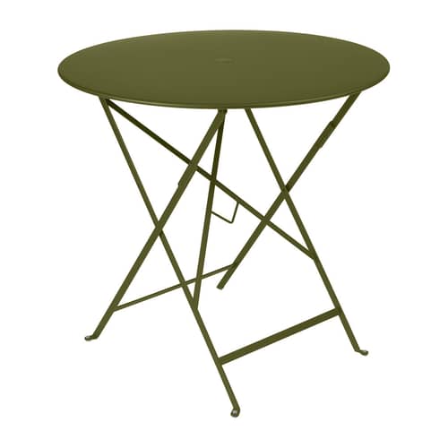 Klapptisch Bistro metall grün /Ø 77 cm - 3/4 Personen - Loch für Sonnenschirm - Fermob - Pesto - lackierter Stahl