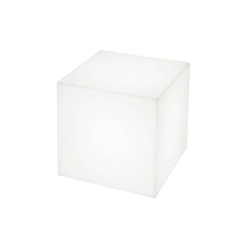 Cubo Outdoor LED beleuchteter Couchtisch kabellos - 50 x 50 x 50 cm - für den Außeneinsatz - Slide - Weiß / für den Außeneinsatz - 50 x 50 x 60 cm - Recycelbares Polyethylen