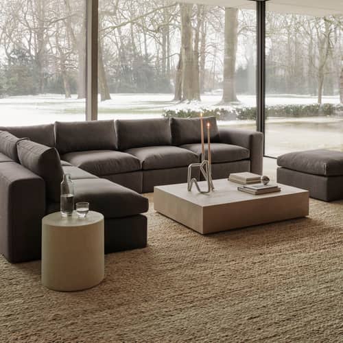 Elements End table composite material white / Ø 40 x H 42 cm - Microcement - Ethnicraft - Ø 40 cm / Off white - Microcement