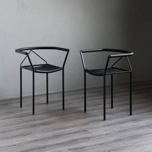 Fauteuil Poltroncina métal noir / Maurizio Peregalli, 1984 / Seconde vie - Zeus - Noir - Acier, Caoutchouc