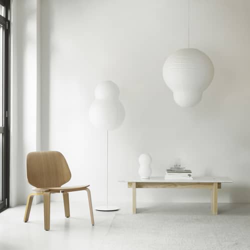Puff Hvid Lampshade paper white / Rice paper - Ø 60 x H 75 cm - Normann Copenhagen - Hvid / Ø 60 x H 75 cm - Rice paper