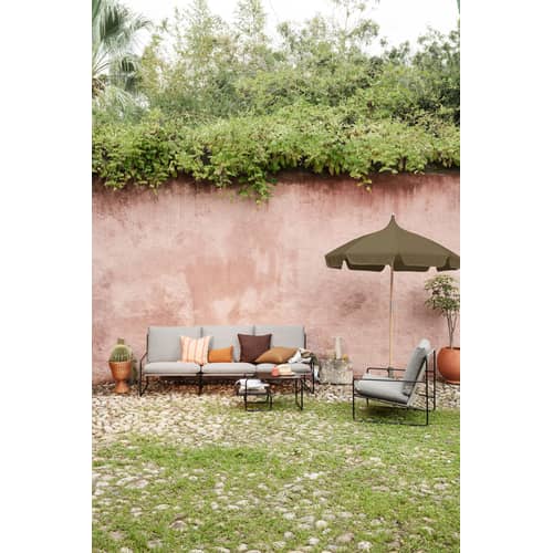 Parasol Lull tissu vert / Ø 200 cm - Ferm Living - Vert kaki - Hêtre, Tissu polyester