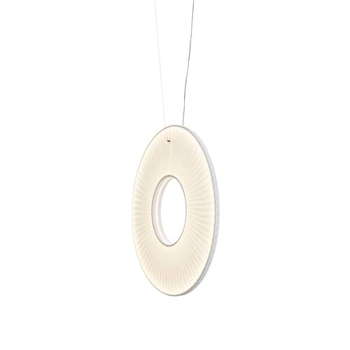 Pendelleuchte Iris Vertical textil weiß / LED - Ø 60 cm - Dix Heures Dix - Ø 60 cm / Weißer Stoff - Aluminium, Plissiertes Acrylgewebe