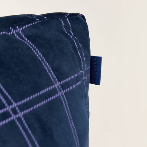 Poltrona bambini Chelsea tessuto blu / Pouf - Eco-velours - NOBODINOZ - Blu notte e viola / Griglia grande - Polistirolo espanso, Velluto eco