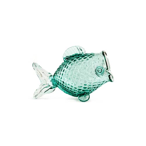 Fish Fat Pot glass green / Recycled glass - handmade / L 38 x H 24 cm - Pols Potten - Fat / Transparent green - Recycled glass