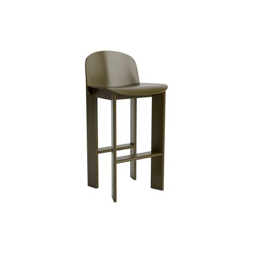Sedia da bar Chisel 35 High legno verde / H 75 cm - Hay - Verde ombra - Impiallacciatura di faggio laccata